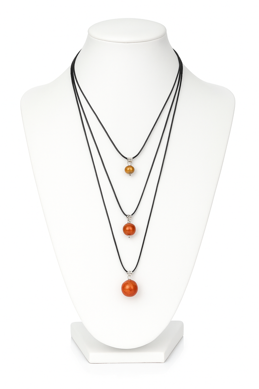 Amber Bead Necklace on Cord — “Natural Harmony”