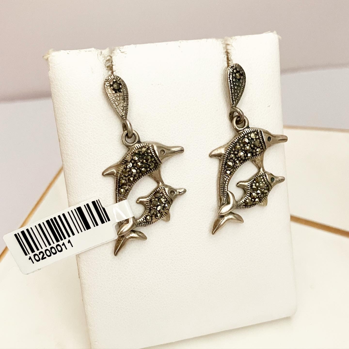 Kit; 925 sterling silver earrings and ring "Dolphins"