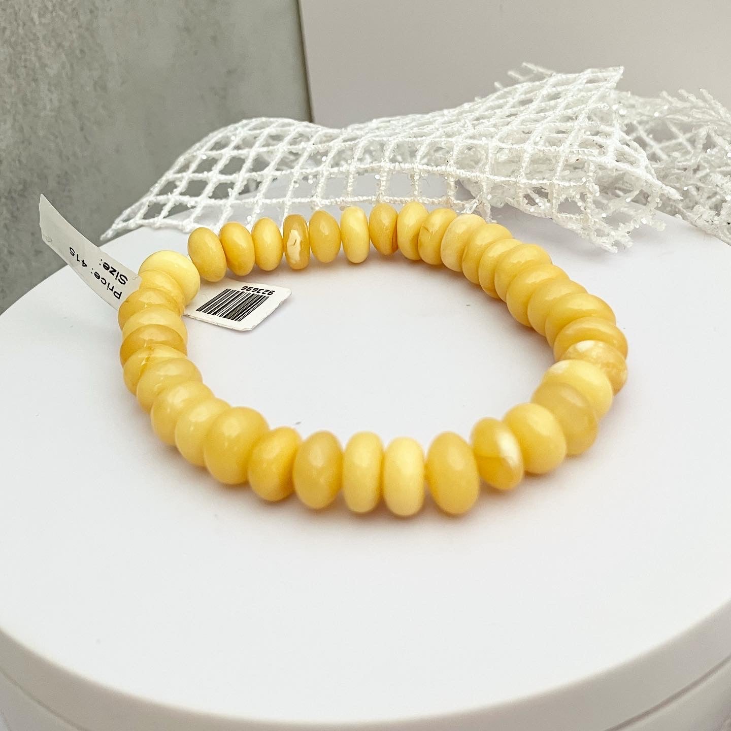 Set; beads and bracelet from milk amber "Amber Olives"