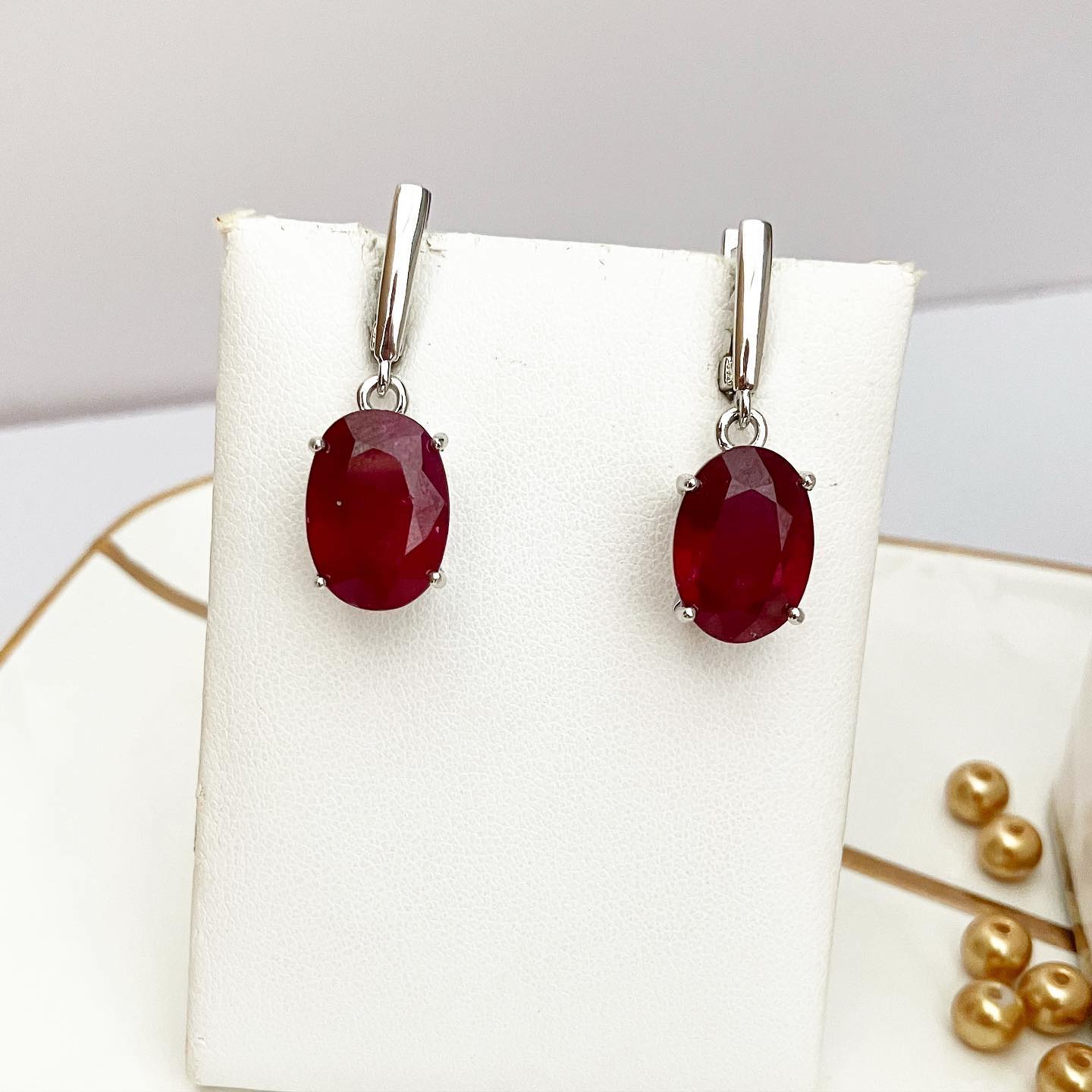 Earrings 925 sterling silver with ruby.
