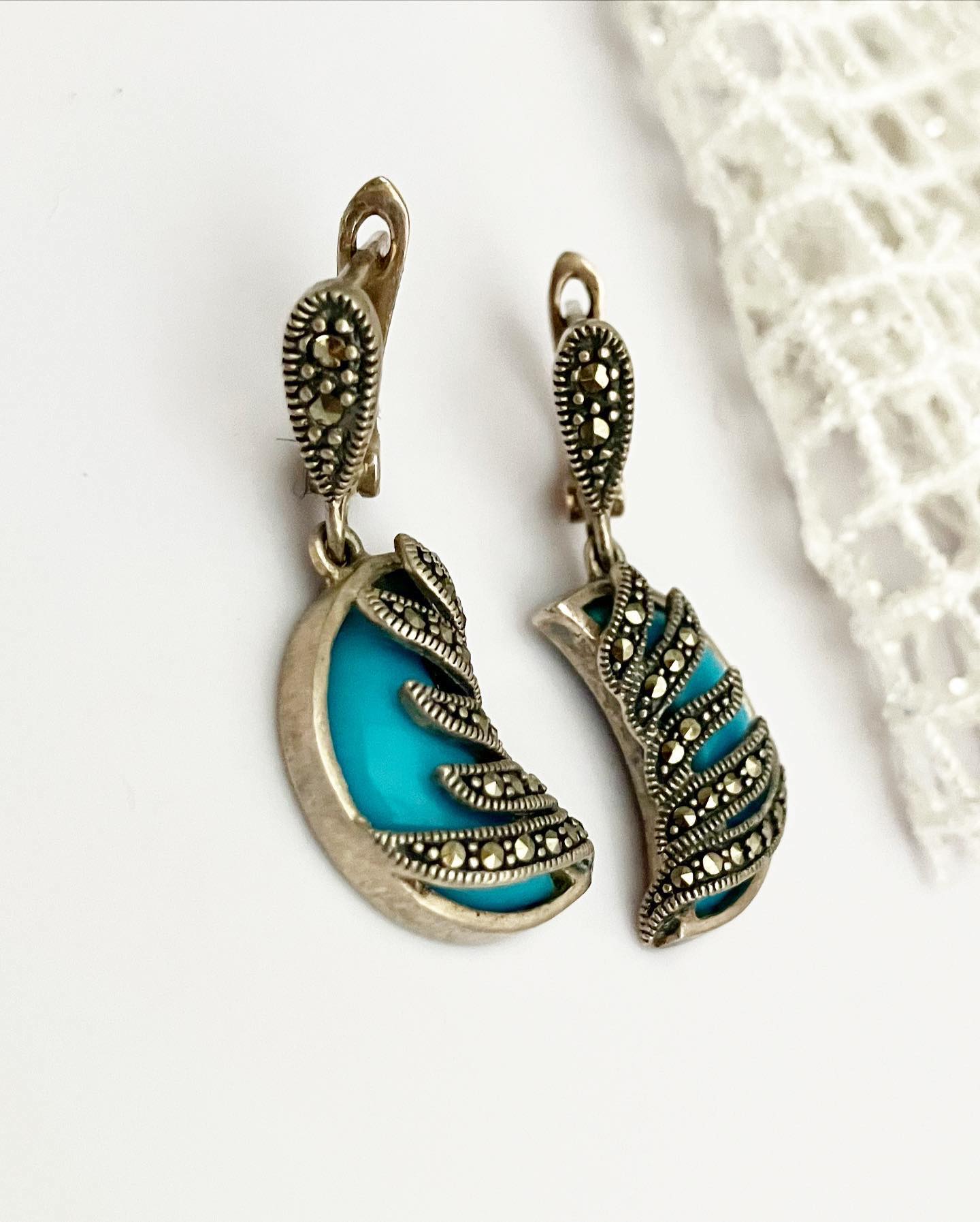 Earrings silver 925 samples with turquoise "Heavenly turquoise"