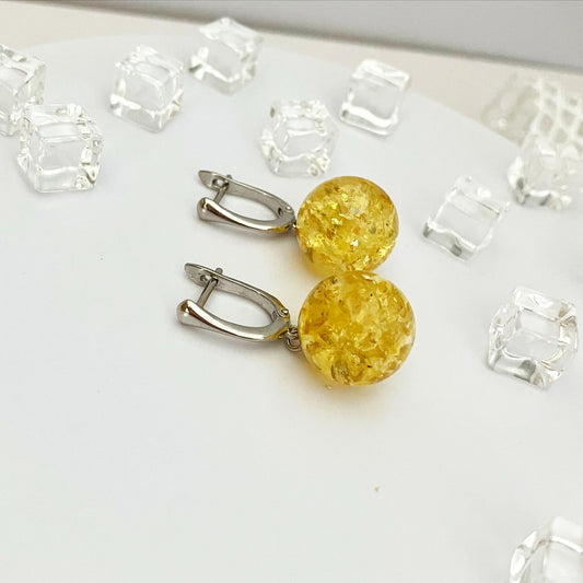 Earrings silver 925 samples with natural amber "Kira"