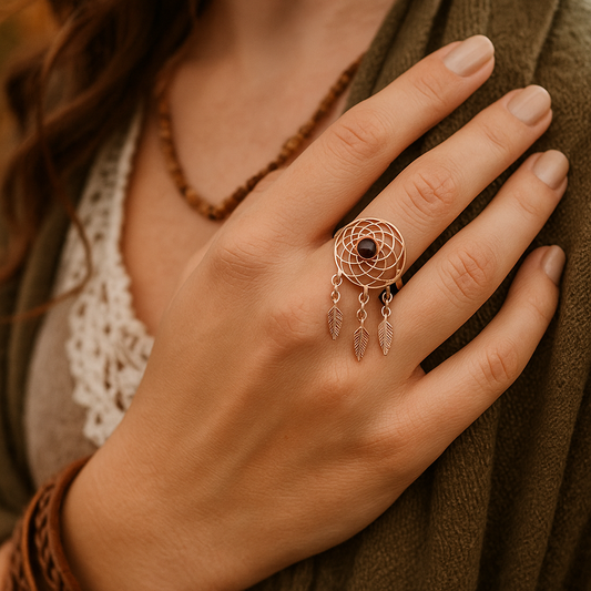 Amber Dreamcatcher Ring — dream Catcher