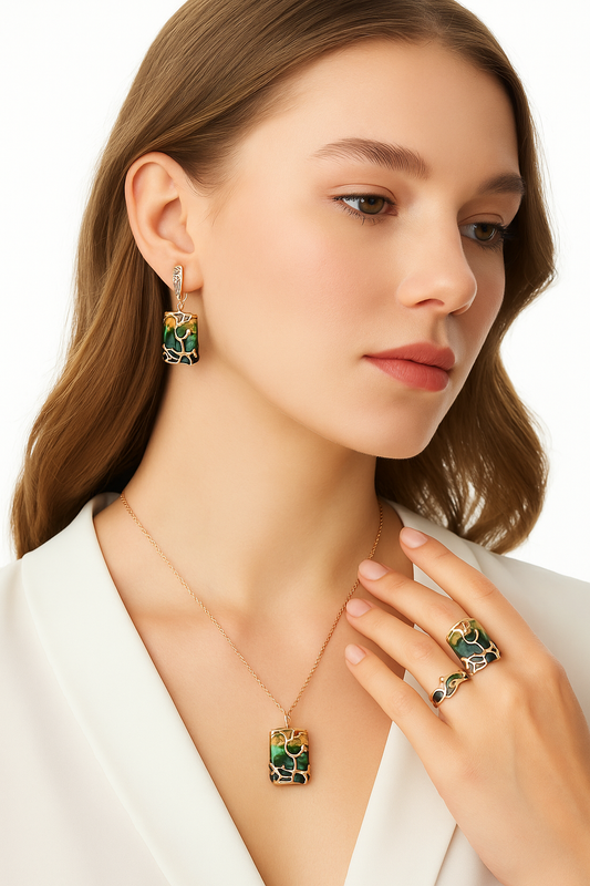 Tree of Life Jewelry Set — “Amber Harmony”