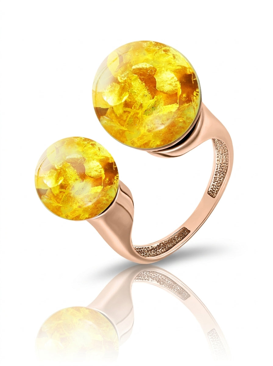 Ball Lemon Amber Silver Ring — DARVIN (Pre-Order)