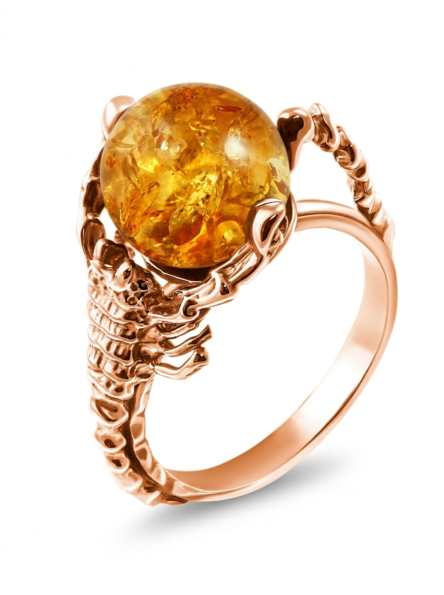 Ball Lemon Amber Silver Ring — DARVIN (Pre-Order)