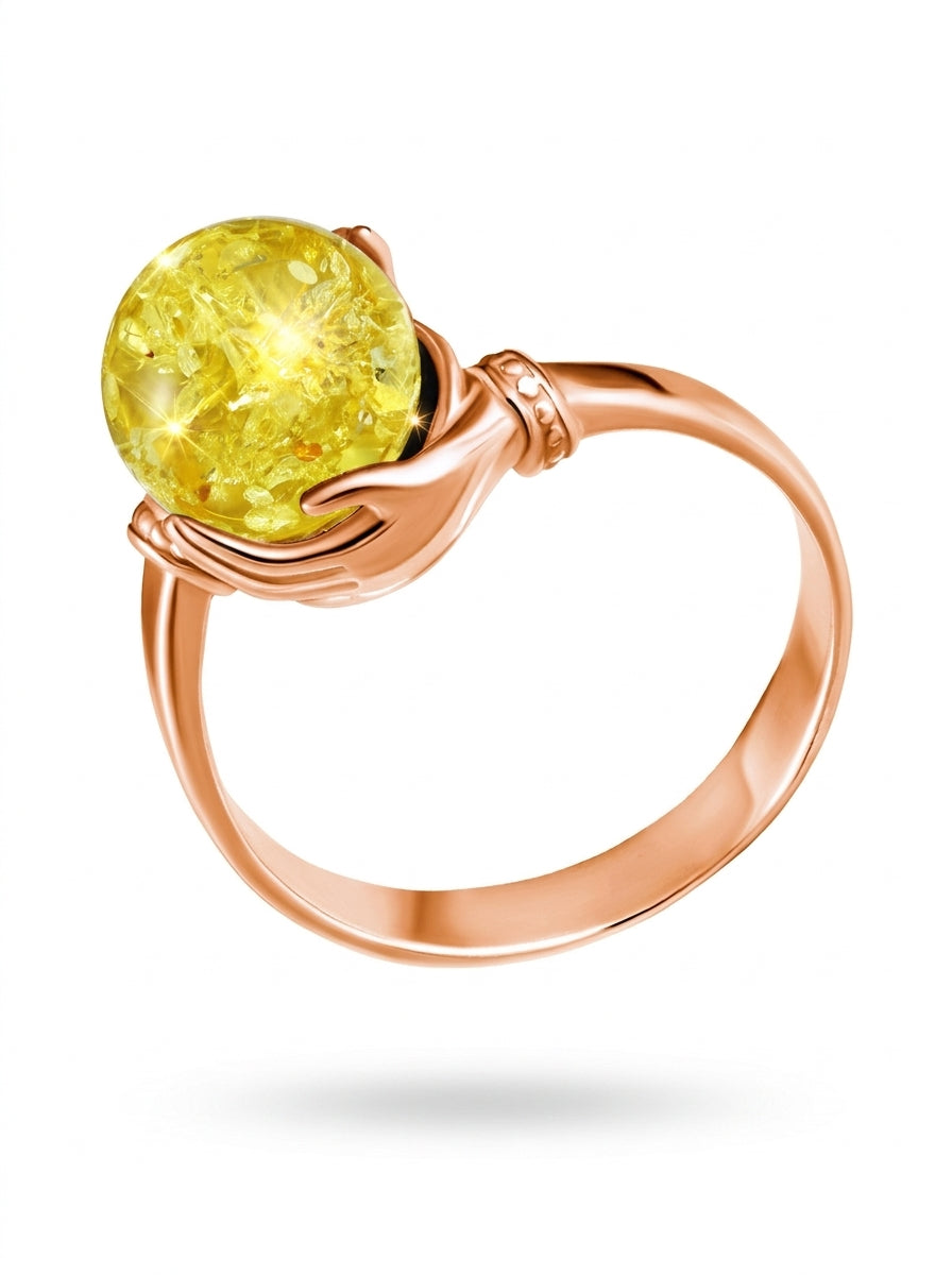 Ball Lemon Amber Silver Ring — DARVIN (Pre-Order)
