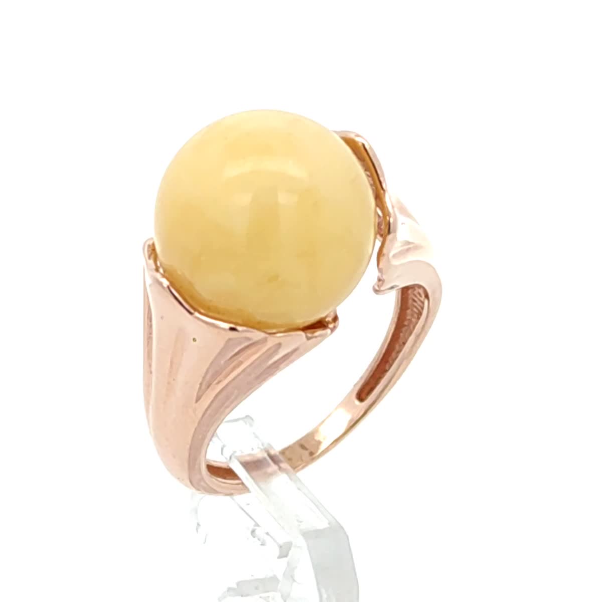 Ball White Amber Silver Ring — DARVIN