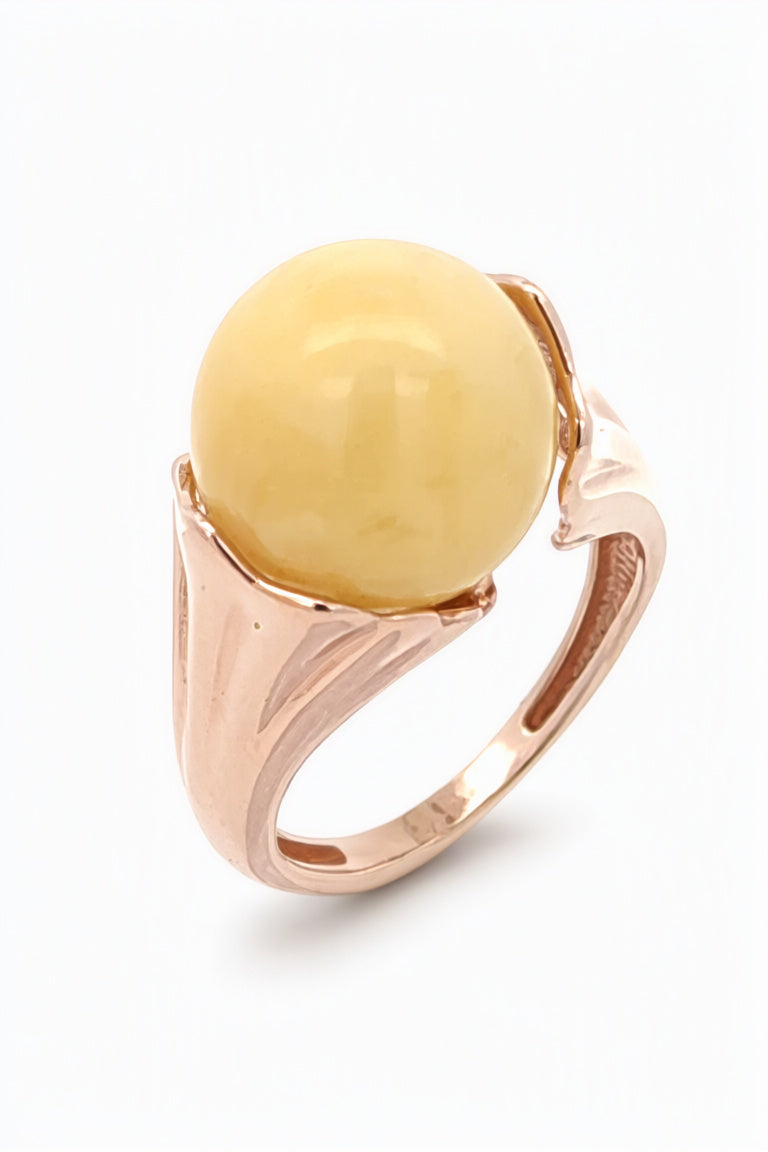 Ball White Amber Silver Ring — DARVIN