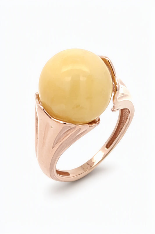 Ball White Amber Silver Ring — DARVIN