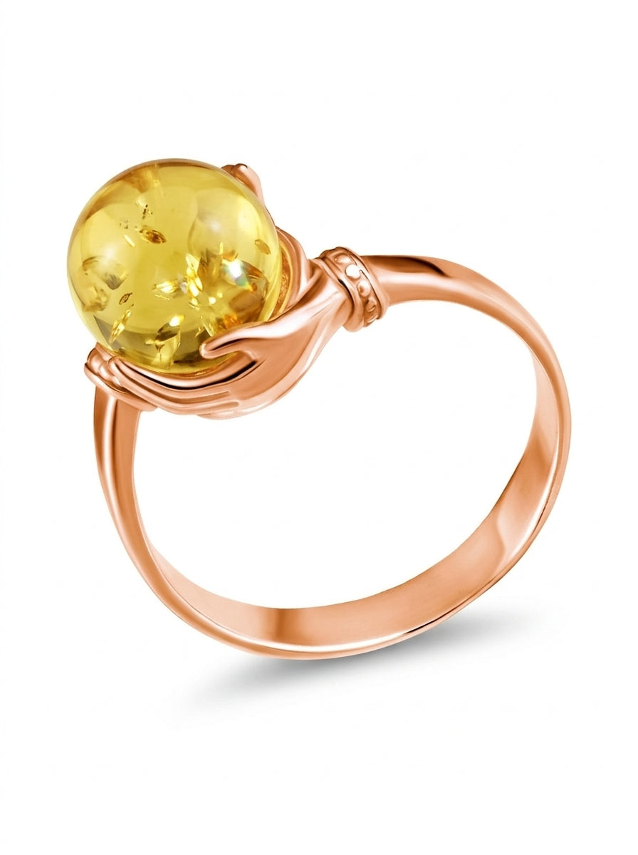 Ball White Amber Silver Ring — DARVIN (Pre-Order)