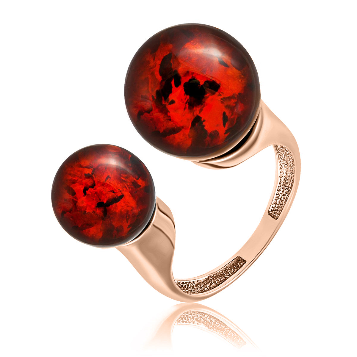 Ball Cognac Amber Silver Ring — DARVIN (Pre-Order)