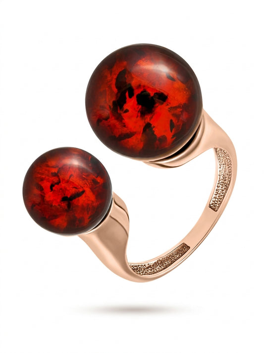 Ball Cognac Amber Silver Ring — DARVIN (Pre-Order)