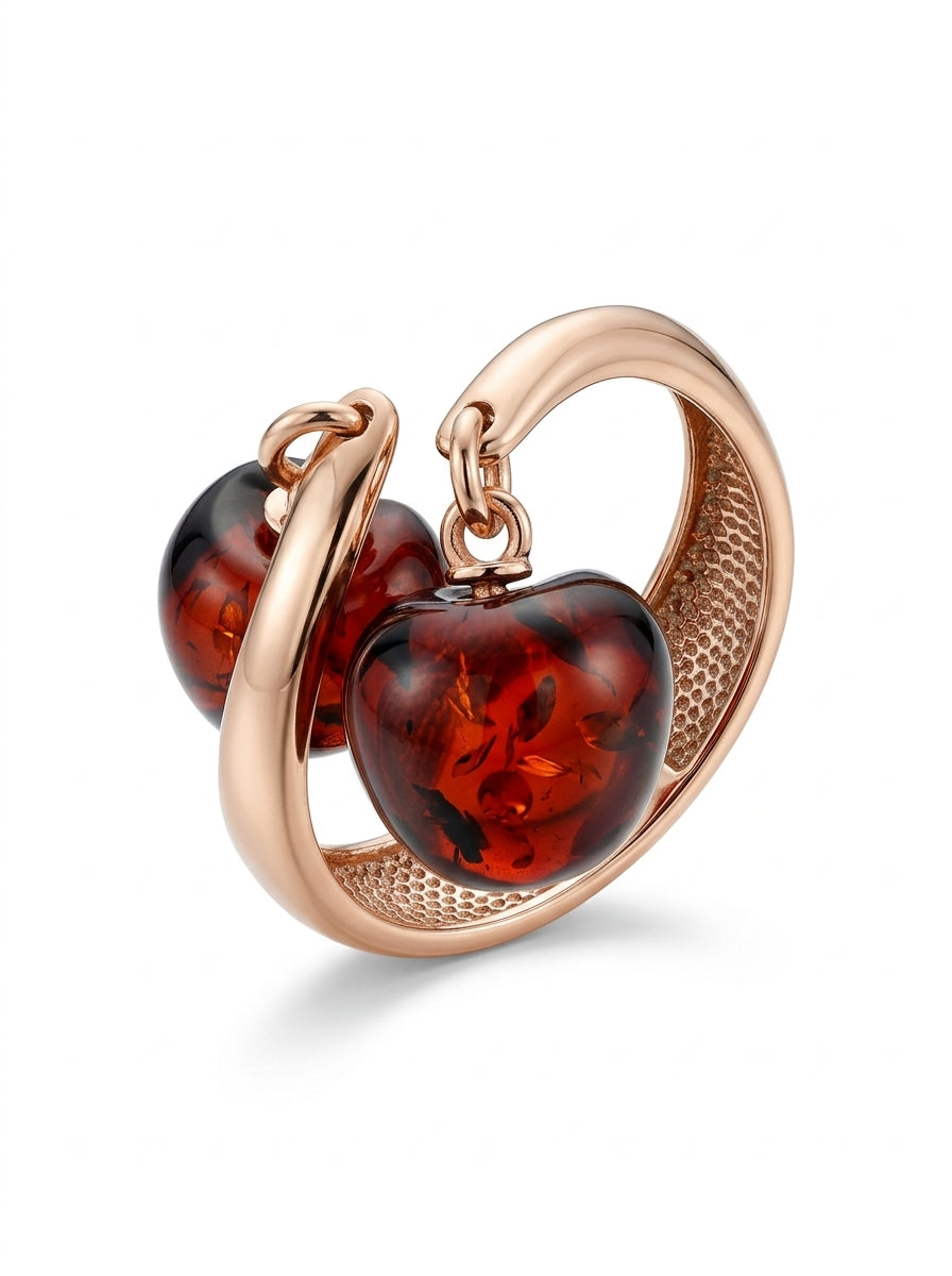 Cherry Cognac Amber Silver Ring — DARVIN (Pre-Order)