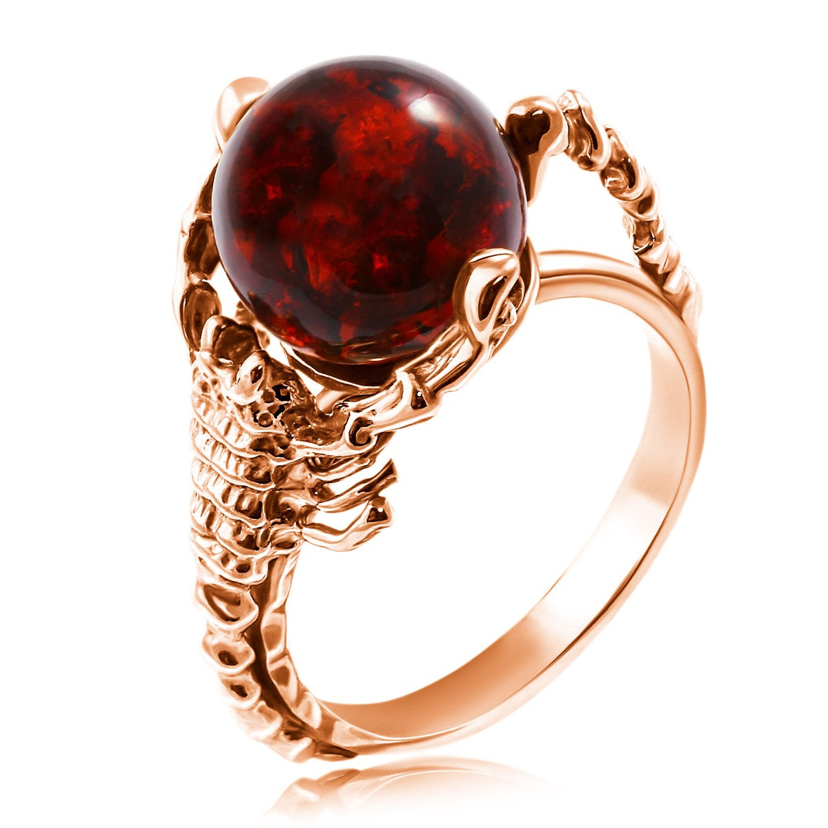 Ball Cognac Amber Silver Ring — DARVIN (Pre-Order)