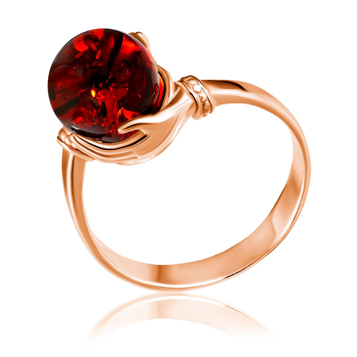 Ball Cognac Amber Silver Ring — DARVIN
