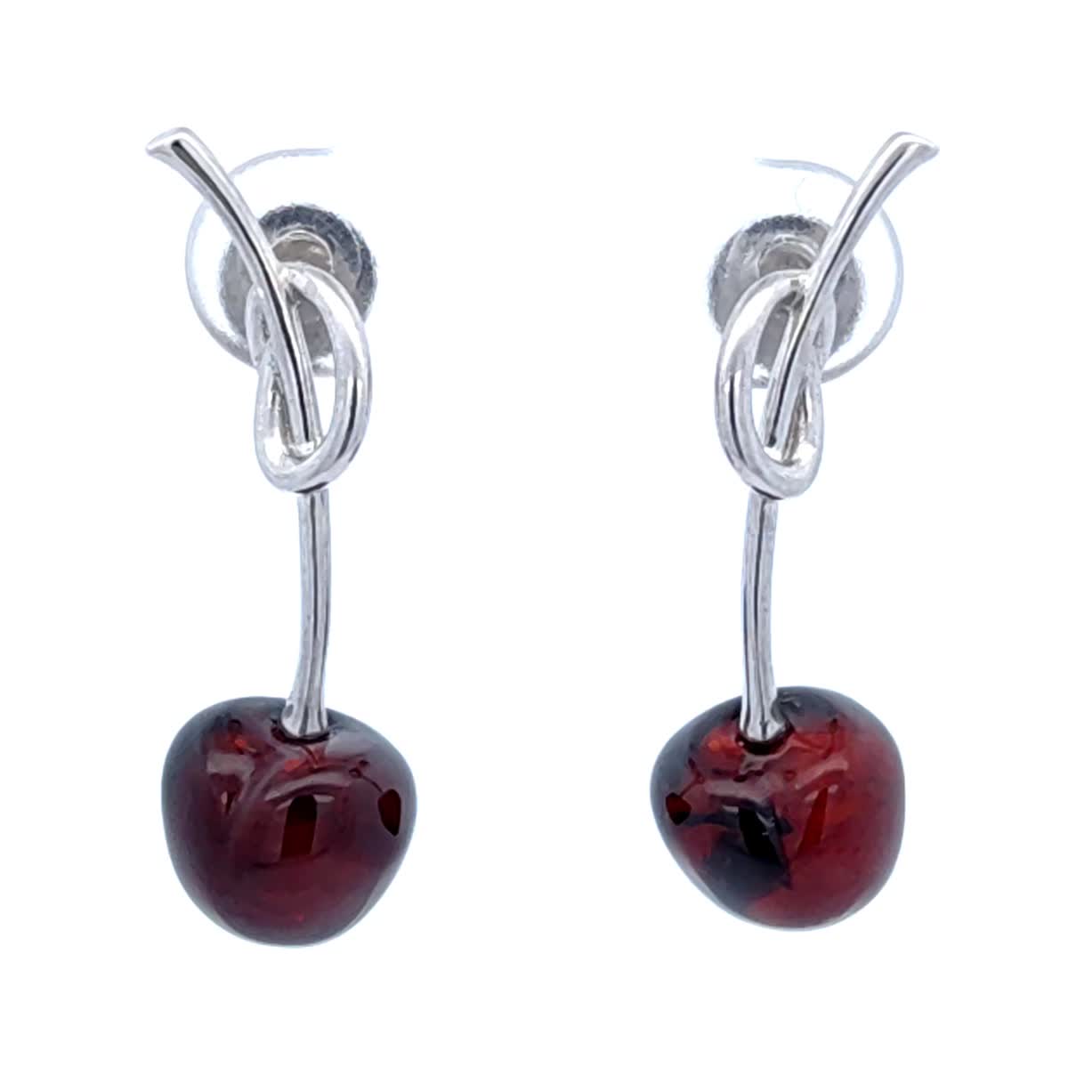 Cherry Cognac Amber Silver Stud Earrings — DARVIN (Pre-Order)