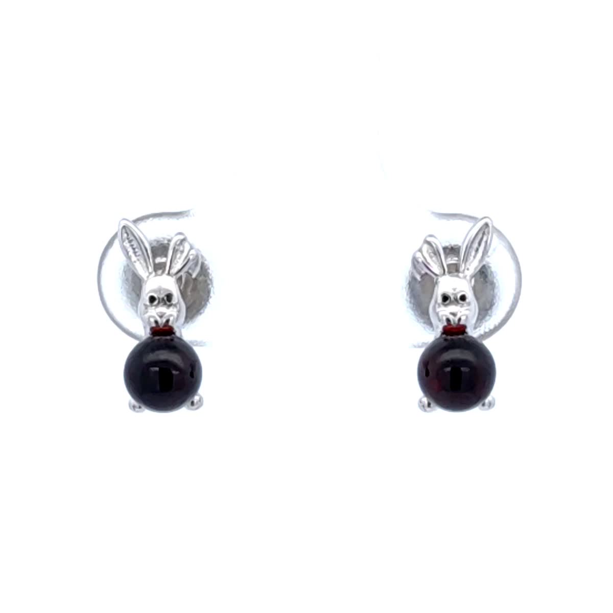 Ball Cognac Amber Silver Stud Earrings — DARVIN (Pre-Order)