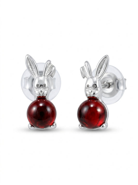 Ball Cognac Amber Silver Stud Earrings — DARVIN (Pre-Order)