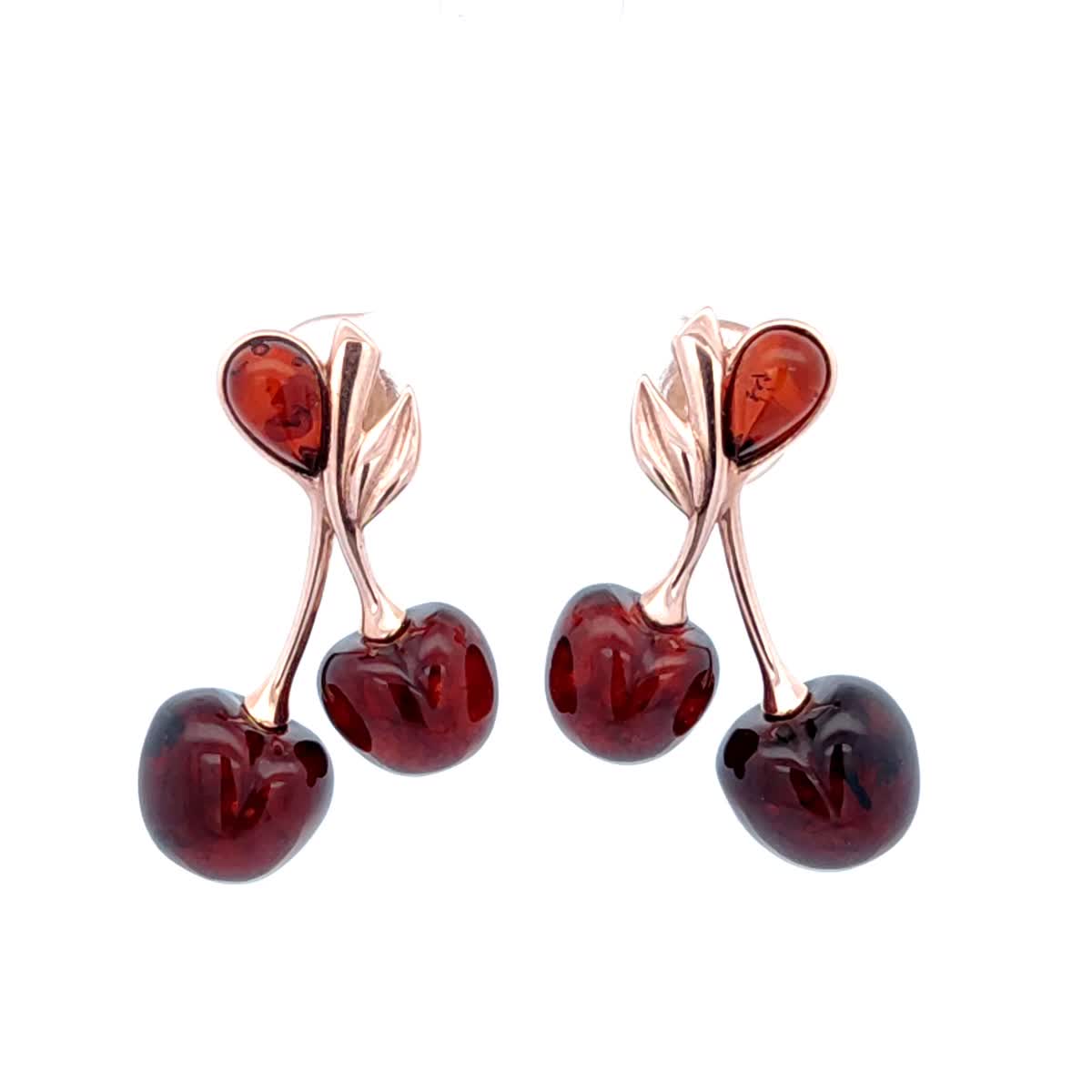 Cherry Cognac Amber Silver Stud Earrings — DARVIN (Pre-Order)