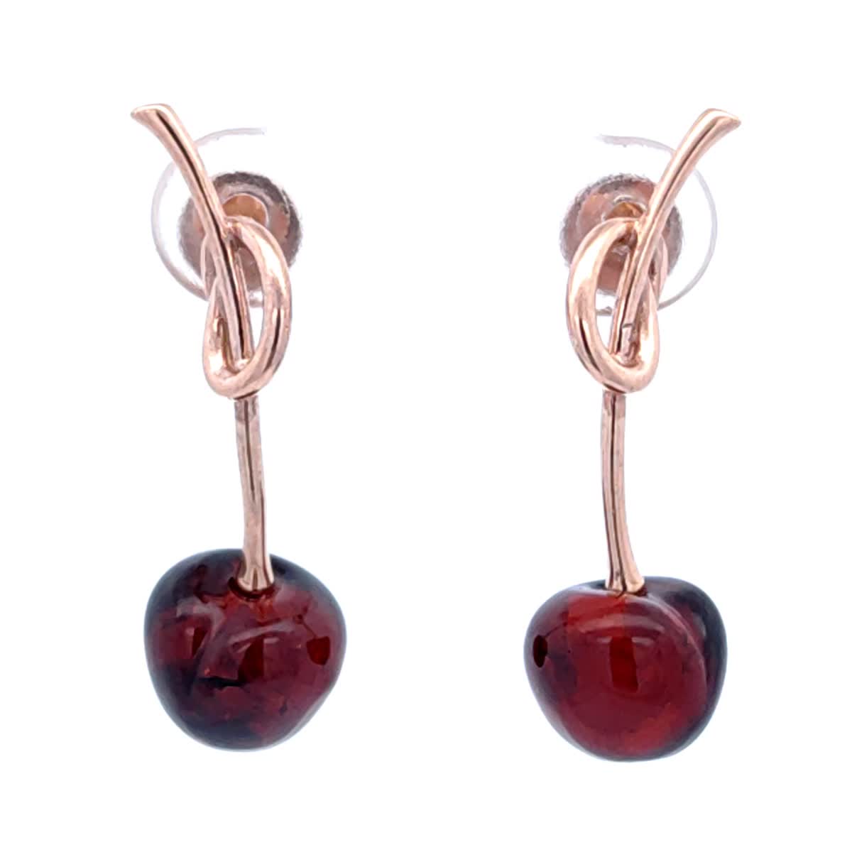 Cherry Cognac Amber Silver Stud Earrings — DARVIN (Pre-Order)