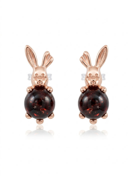 Ball Cognac Amber Silver Stud Earrings — DARVIN (Pre-Order)
