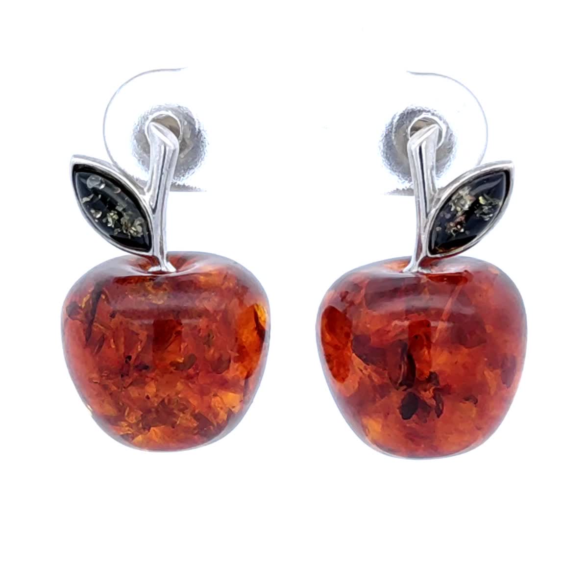 Apple Mixed Amber Silver Stud Earrings — DARVIN (Pre-Order)