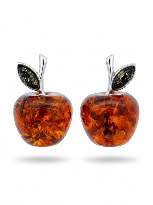 Apple Mixed Amber Silver Stud Earrings — DARVIN (Pre-Order)