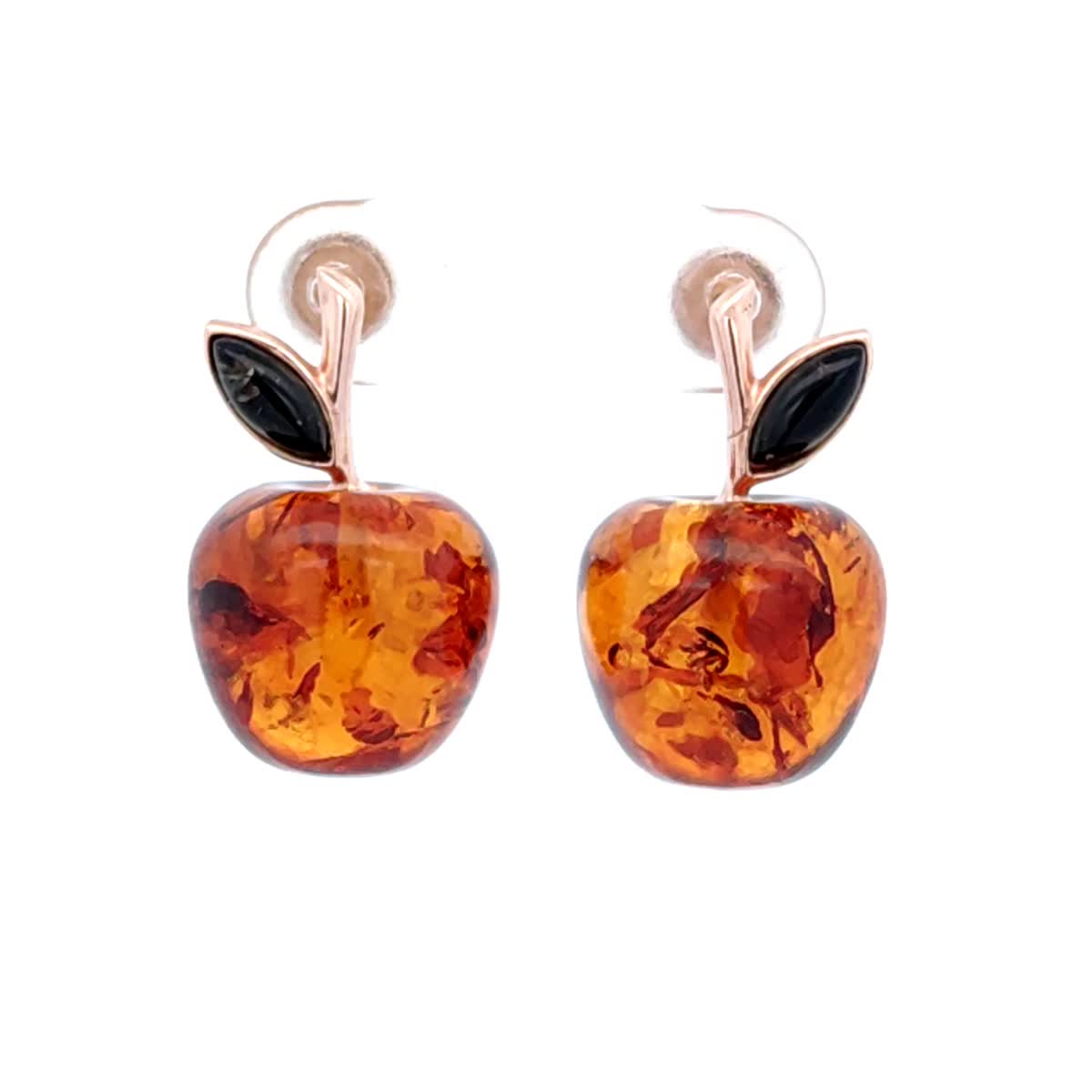 Apple Mixed Amber Silver Stud Earrings — DARVIN (Pre-Order)