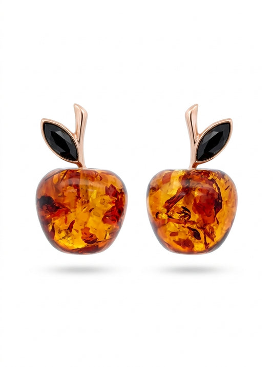 Apple Mixed Amber Silver Stud Earrings — DARVIN (Pre-Order)