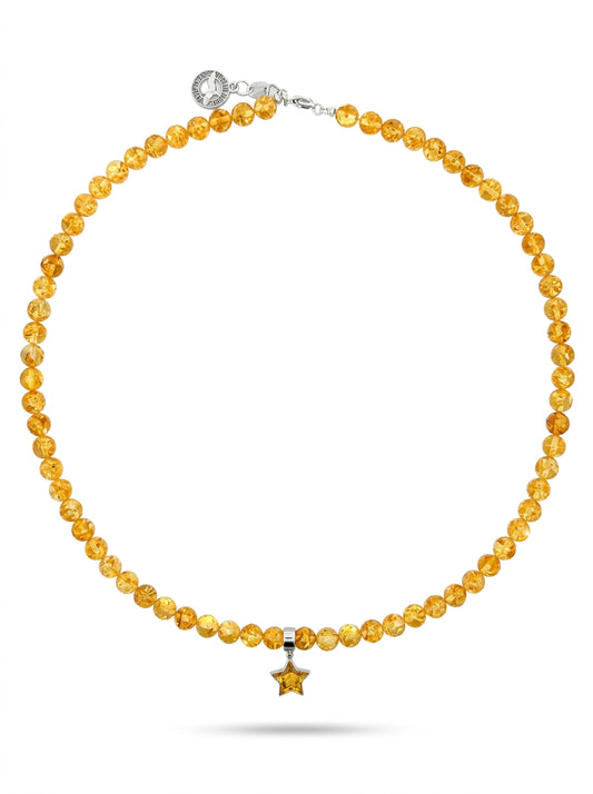Ball Lemon Amber Silver Necklace — DARVIN (Pre-Order)