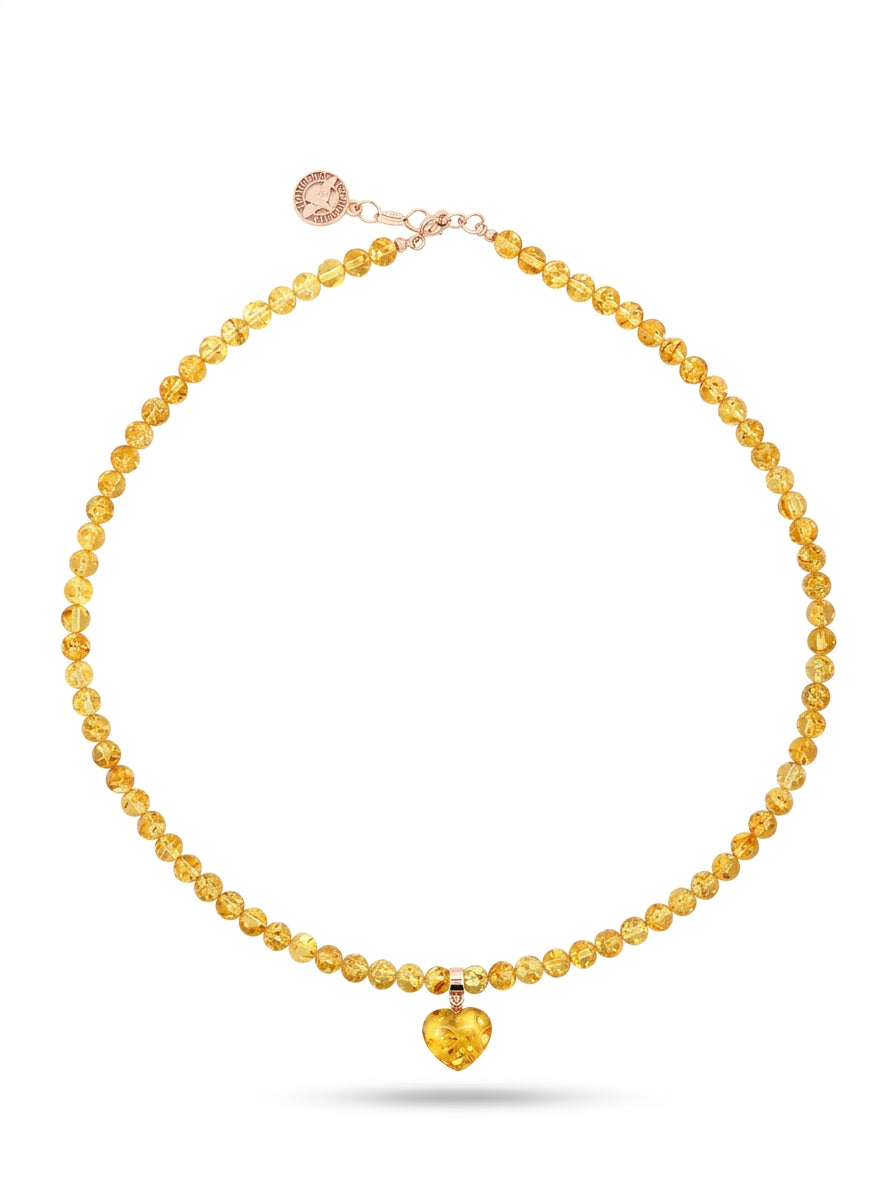Ball Lemon Amber Silver Necklace — DARVIN (Pre-Order)