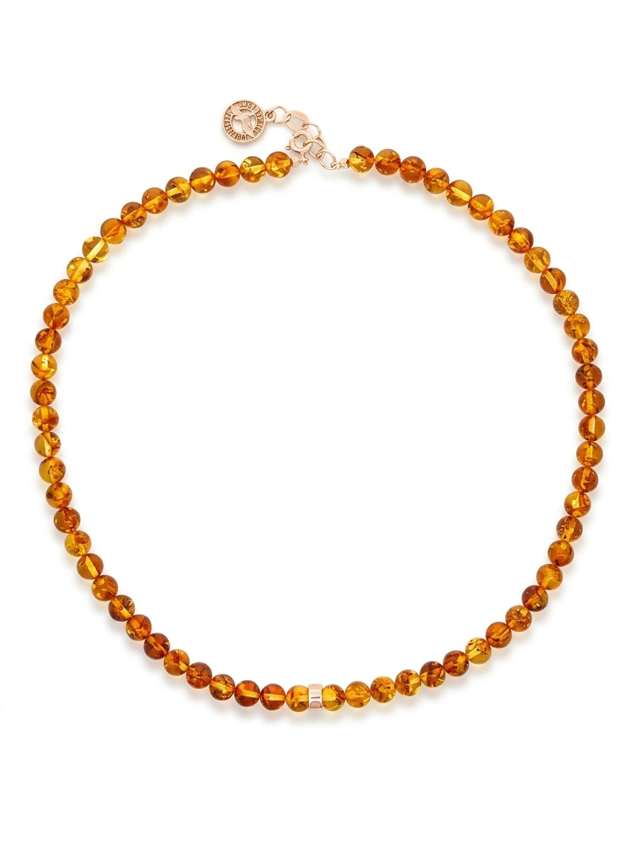 Ball Cognac Amber Silver Necklace — DARVIN (Pre-Order)