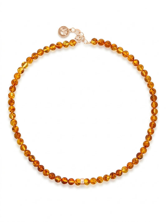 Ball Cognac Amber Silver Necklace — DARVIN (Pre-Order)