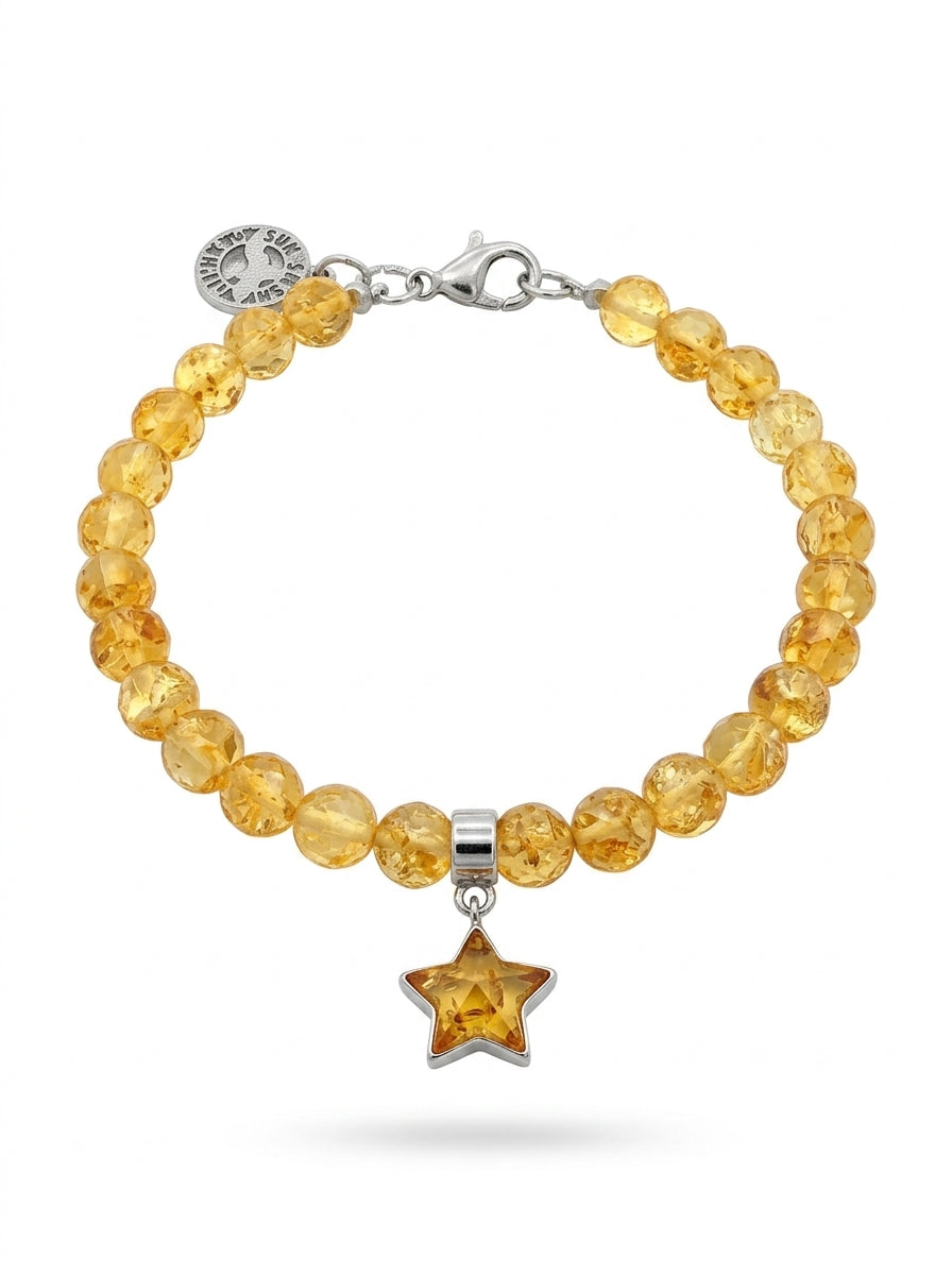 Ball Lemon Amber Silver Bracelet — DARVIN (Pre-Order)