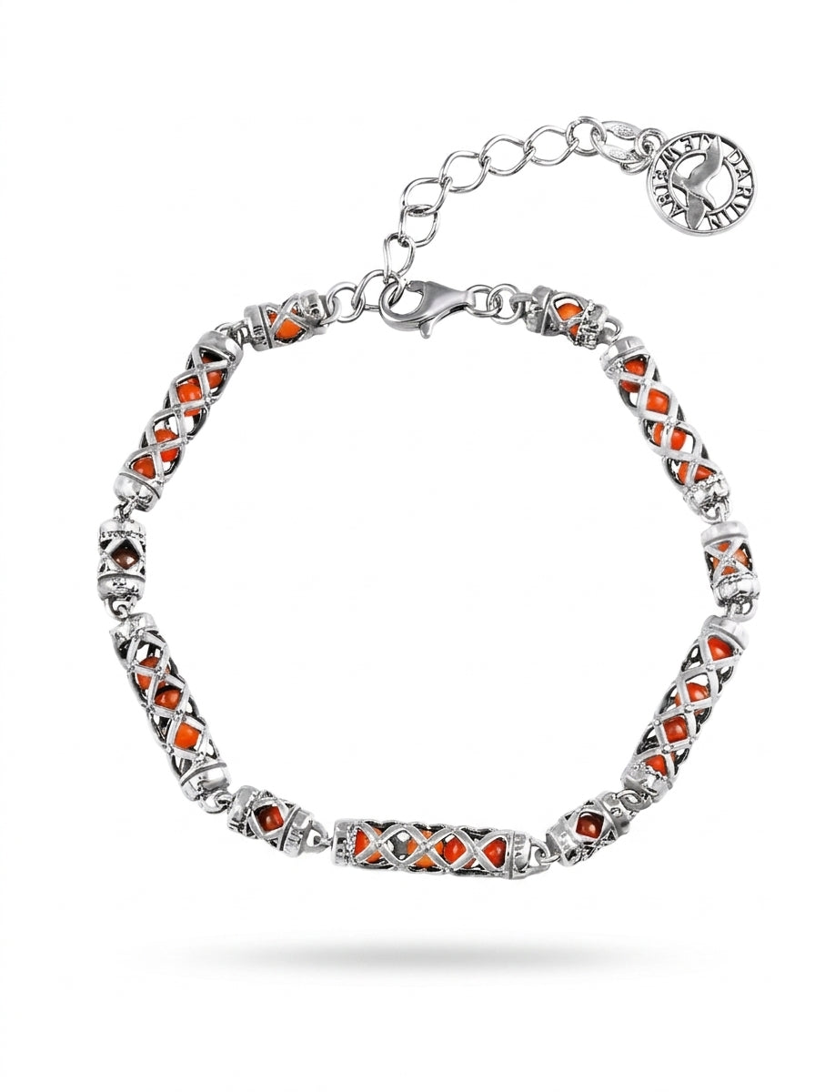 Ball Cognac Amber Silver Bracelet — DARVIN (Pre-Order)