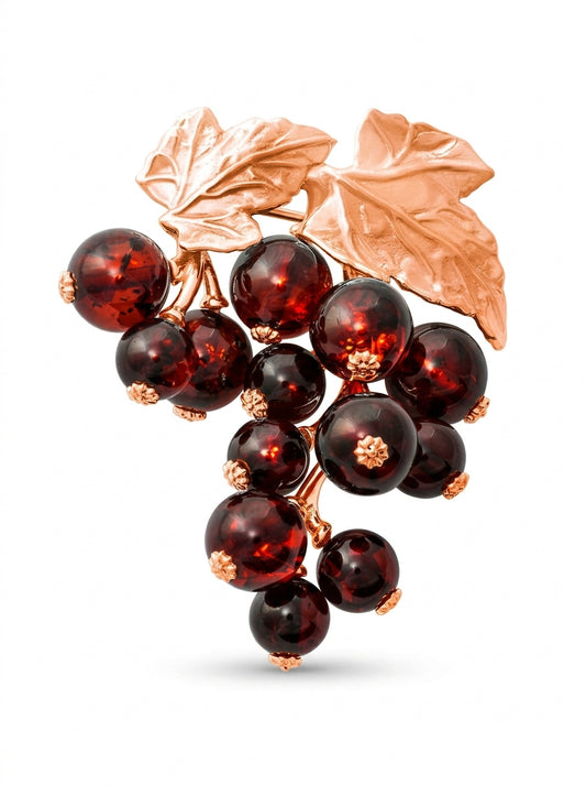Ball Cognac Amber Silver Brooch — DARVIN (Pre-Order)