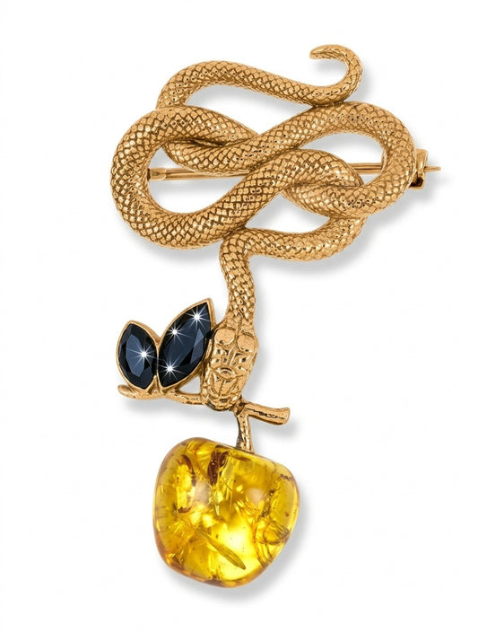 Apple Mixed Amber Silver Brooch — DARVIN (Pre-Order)