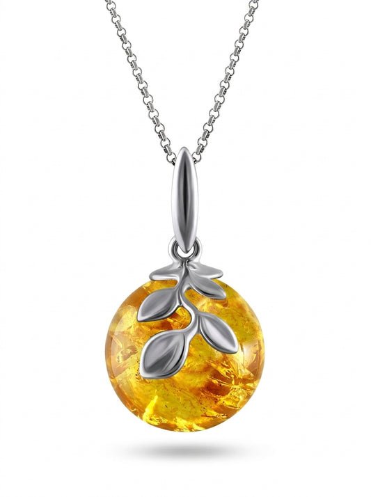 Ball Lemon Amber Silver Pendant — DARVIN (Pre-Order)