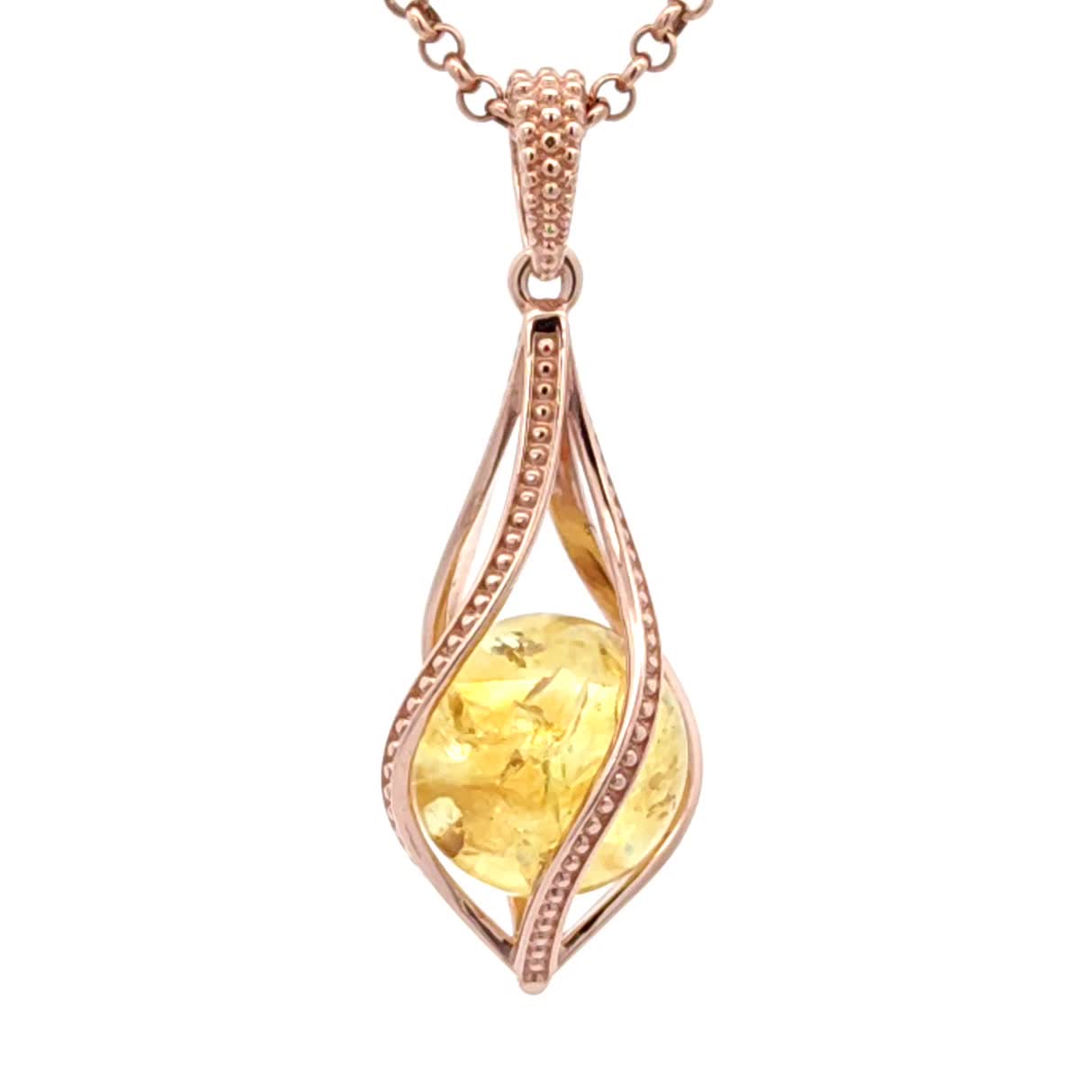 Ball Lemon Amber Silver Pendant — DARVIN (Pre-Order)