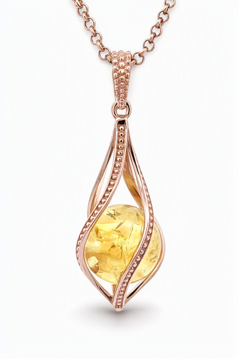 Ball Lemon Amber Silver Pendant — DARVIN (Pre-Order)