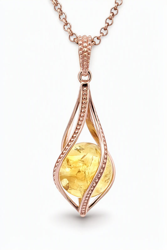 Ball Lemon Amber Silver Pendant — DARVIN (Pre-Order)