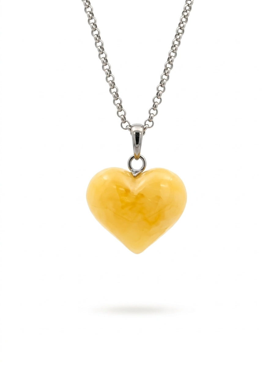 White Amber Silver Pendant — DARVIN (Pre-Order)
