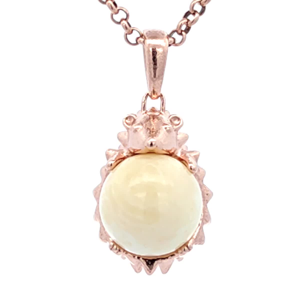 Ball White Amber Silver Pendant — DARVIN (Pre-Order)