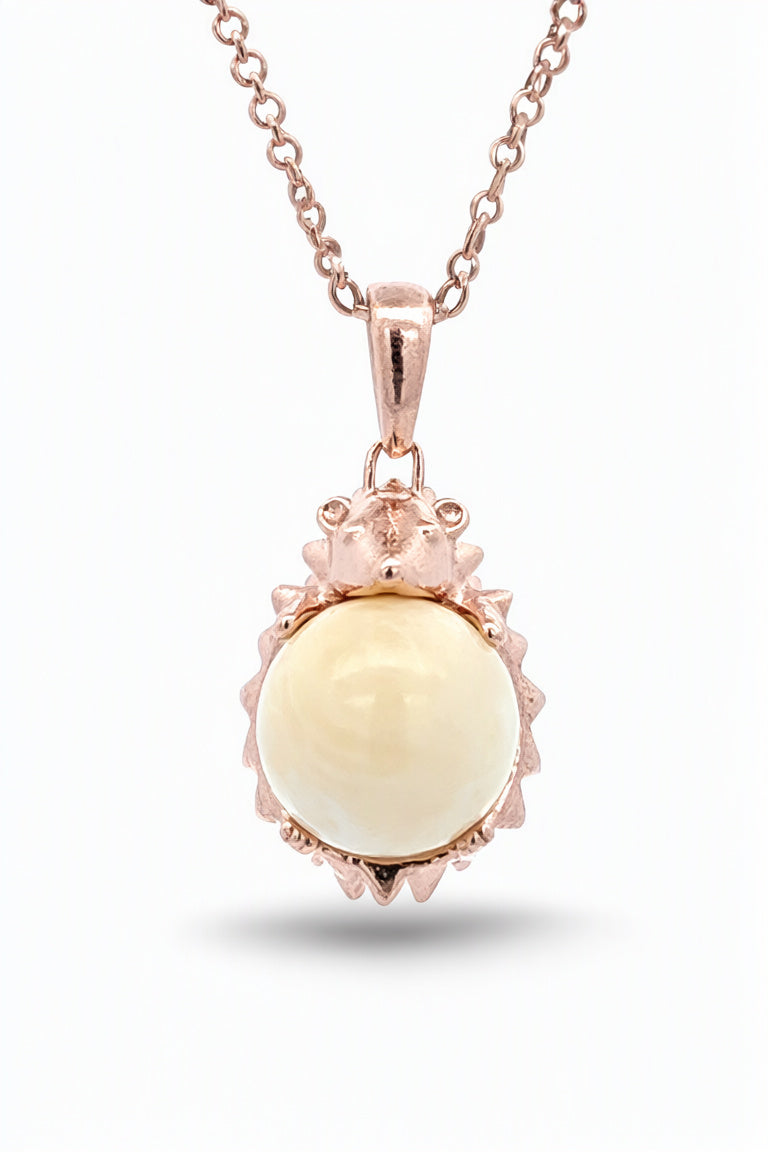 Ball White Amber Silver Pendant — DARVIN (Pre-Order)