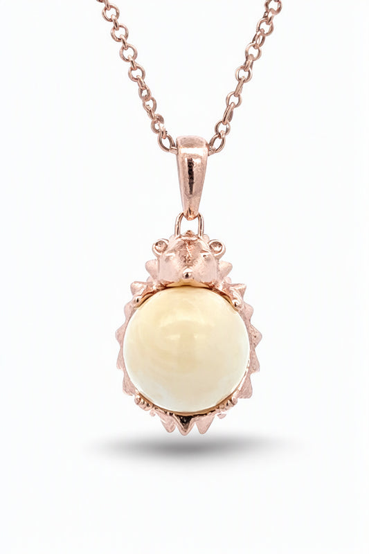 Ball White Amber Silver Pendant — DARVIN (Pre-Order)