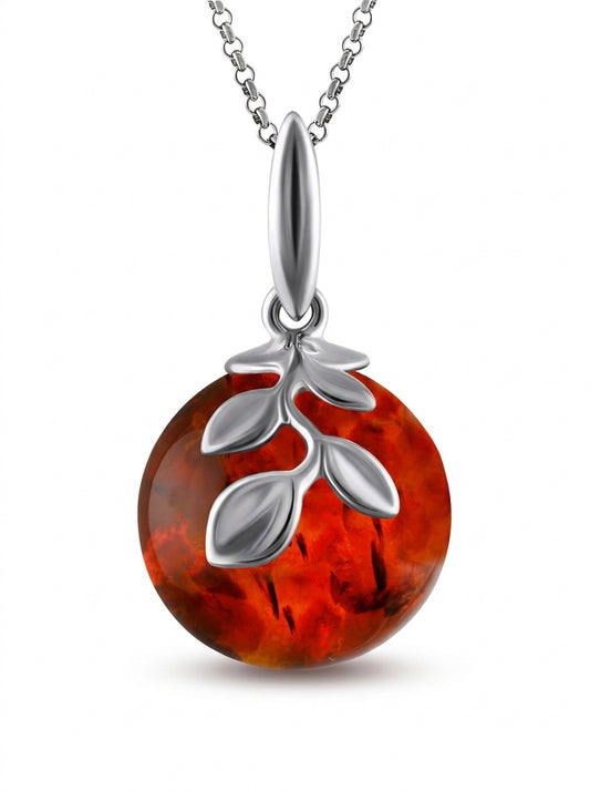 Ball Cognac Amber Silver Pendant — DARVIN (Pre-Order)