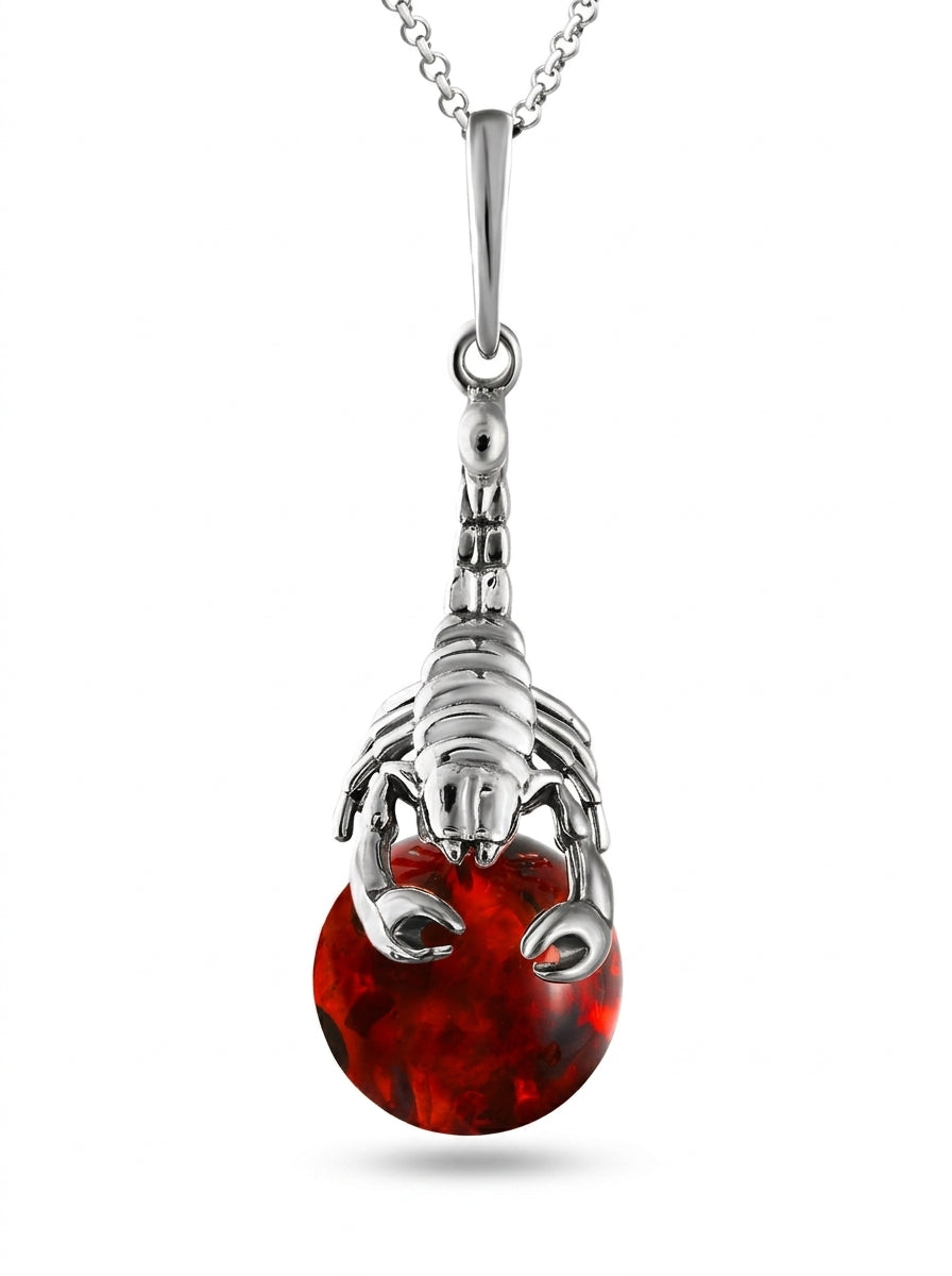 Ball Cognac Amber Silver Pendant — DARVIN (Pre-Order)