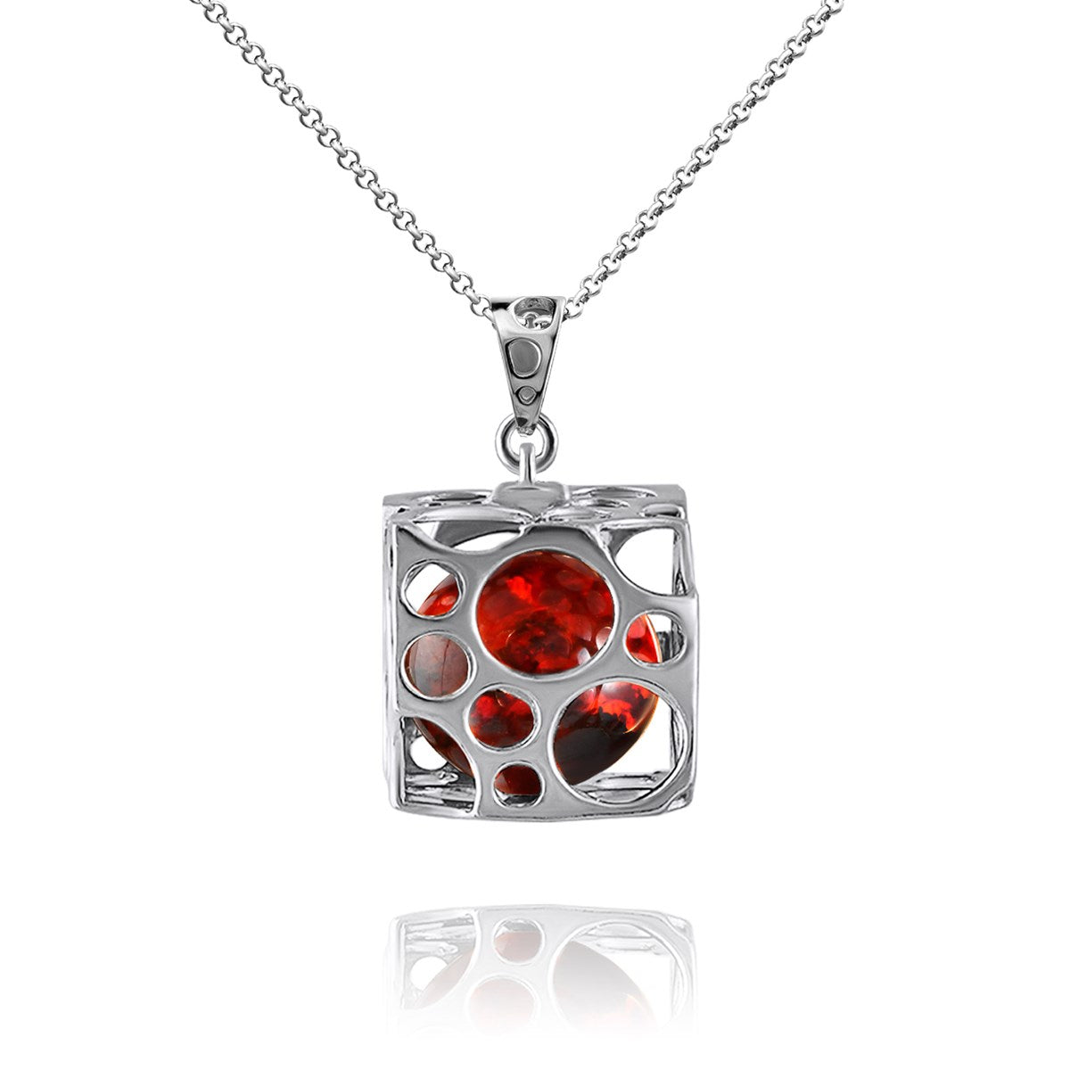 Ball Cognac Amber Silver Pendant — DARVIN