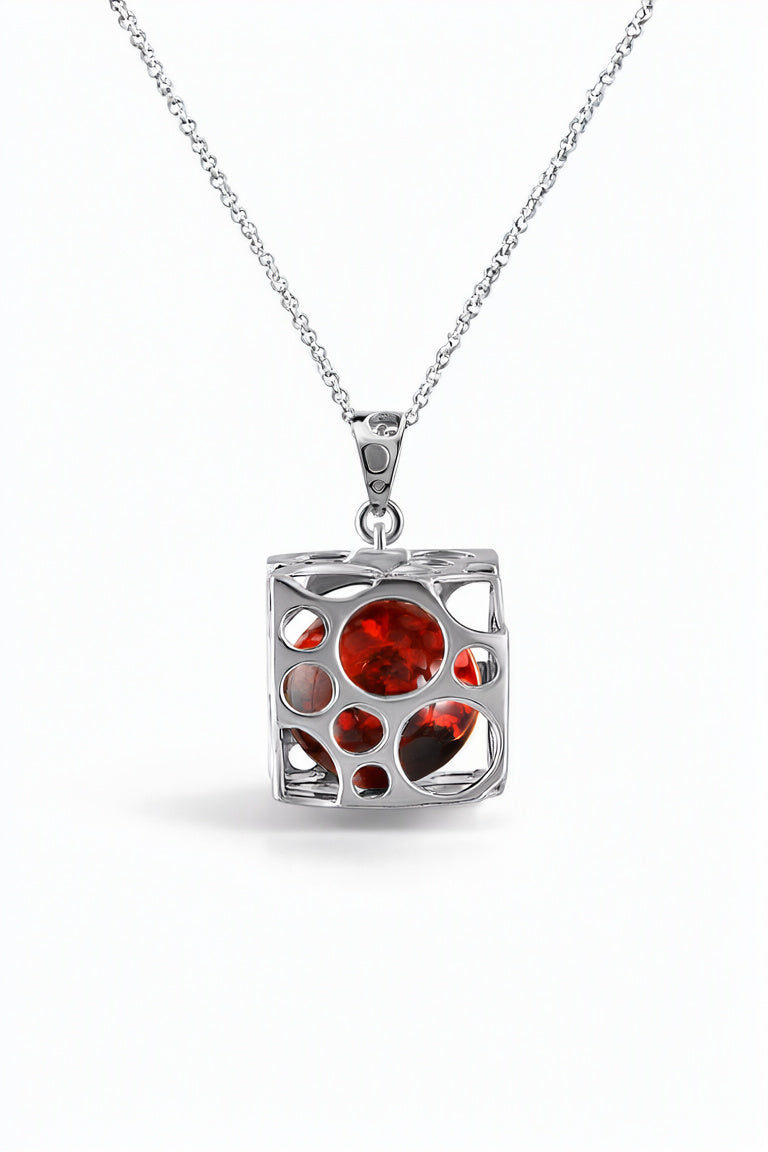 Ball Cognac Amber Silver Pendant — DARVIN